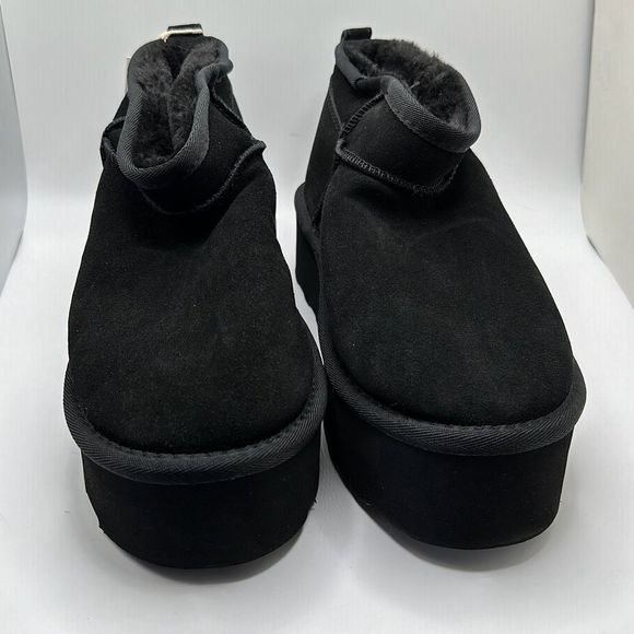 CUSHIONAIRE Women's Genuine Suede pull on platform boot +Memory Foam 8.5 BLACK - Picture 2 of 6